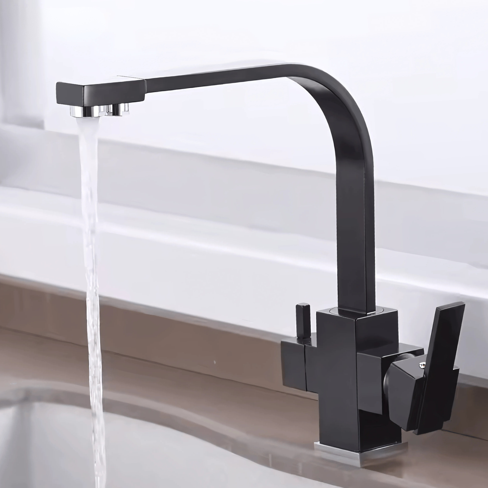 Three-Way Kitchen Faucet with Filter Tap Reverse Osmosis Compatible