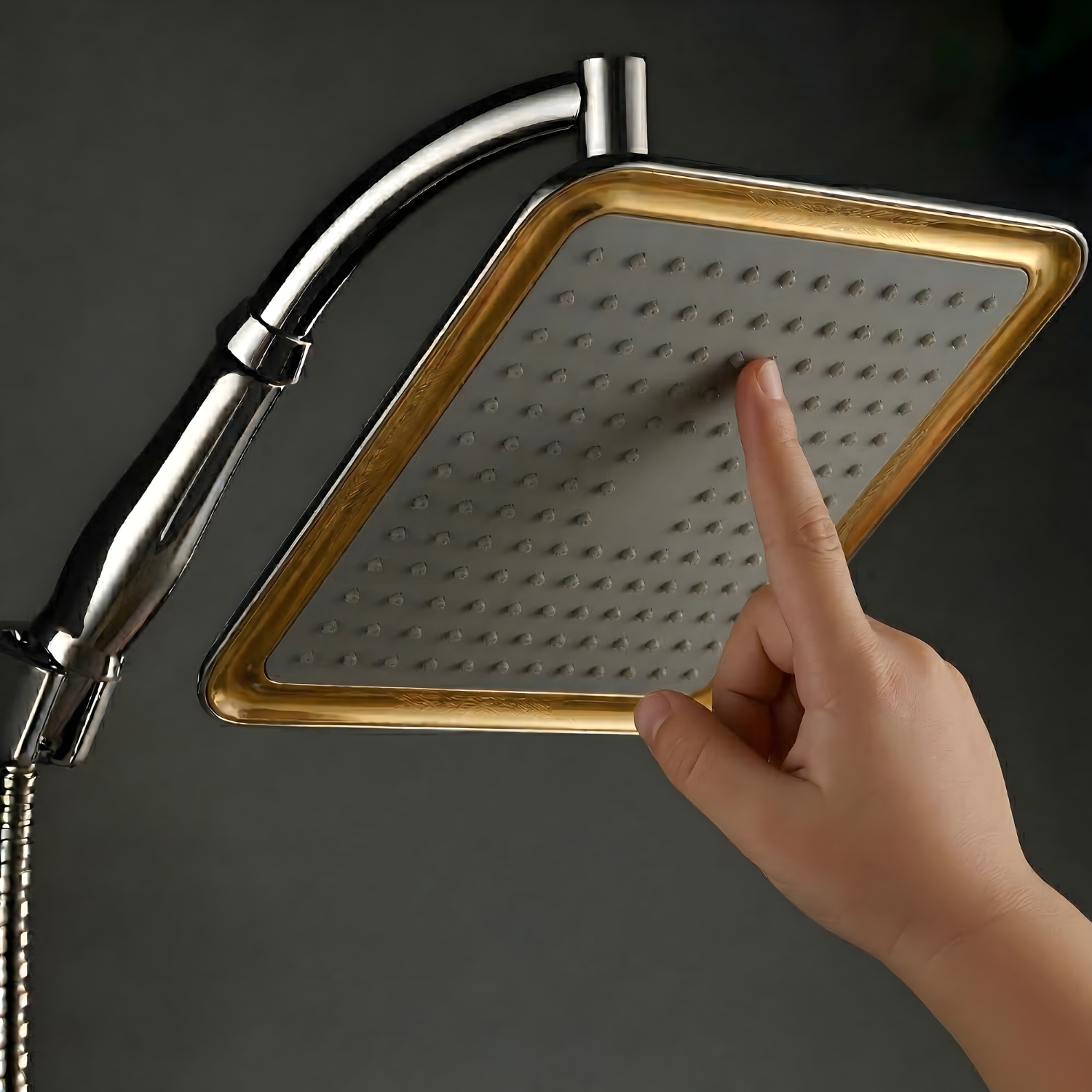 Falun - 9-Inch 360° Rotating Rainfall Shower Head Set with Handheld, Extension Arm, Chrome ABS (Water Saving)