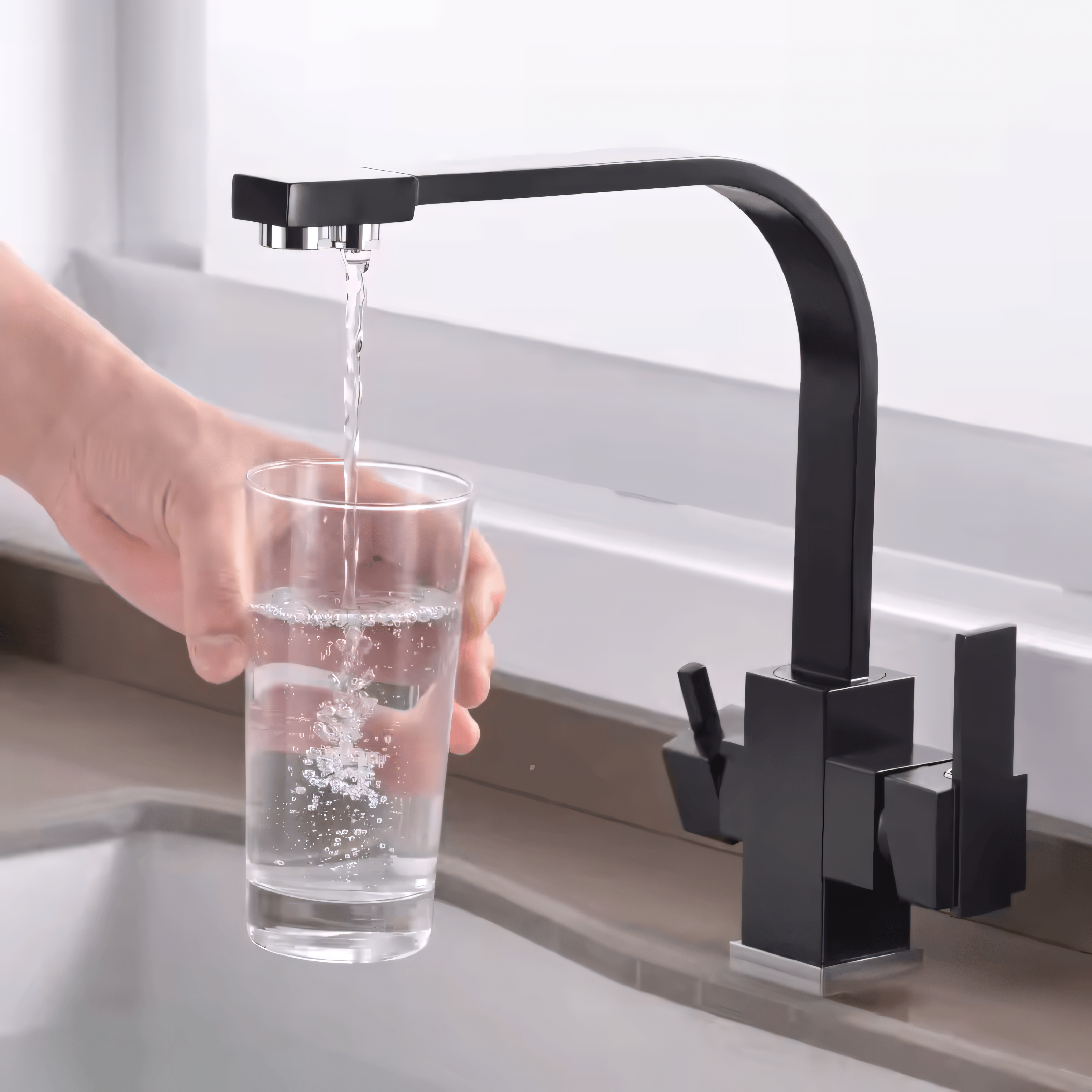 Three-Way Kitchen Faucet with Filter Tap Reverse Osmosis Compatible