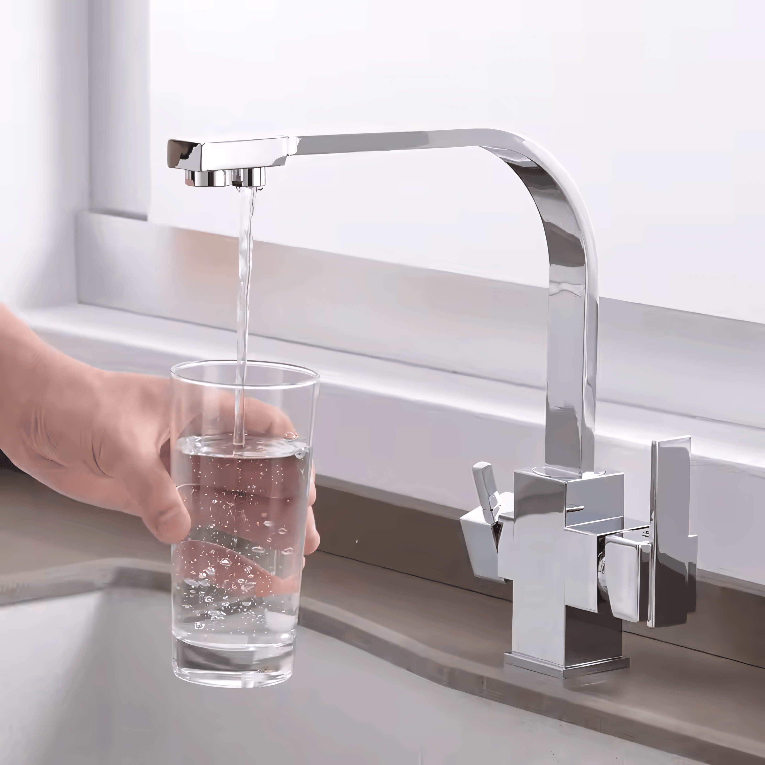 Three-Way Kitchen Faucet with Filter Tap Reverse Osmosis Compatible