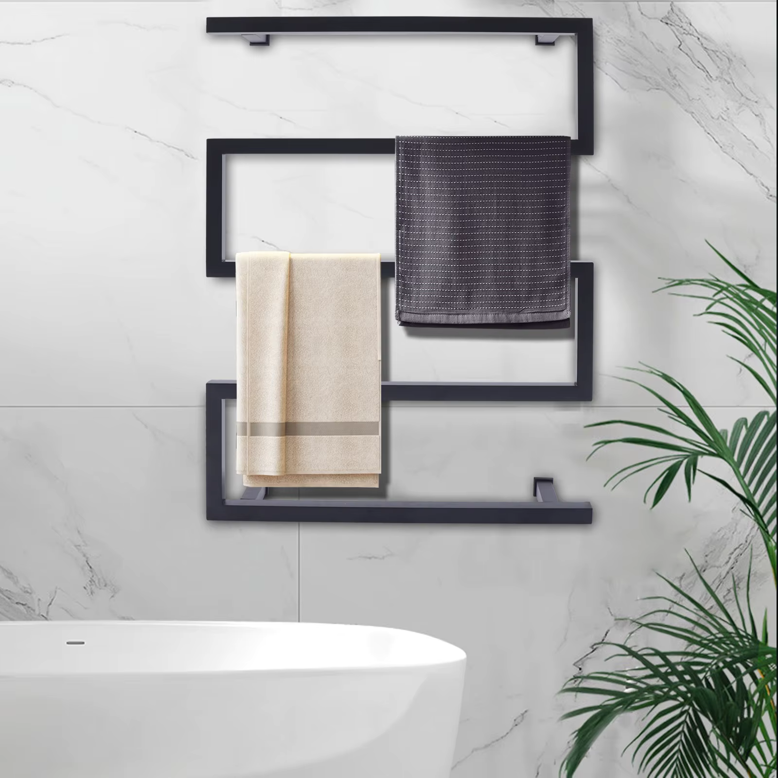 Black towel bar warmer for bathroom