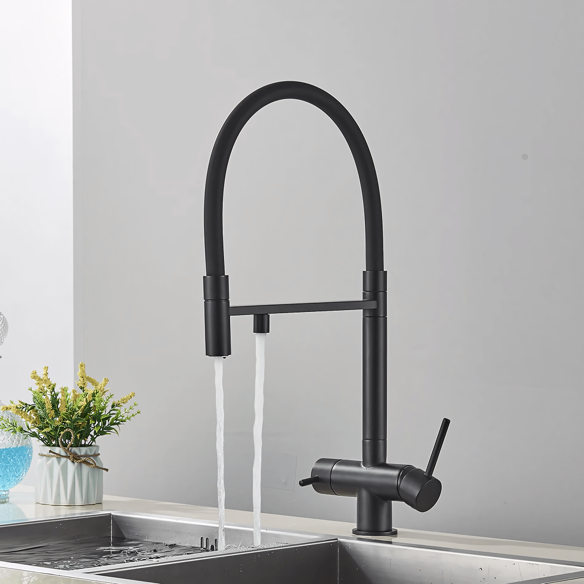 3-way kitchen faucet with filter tap