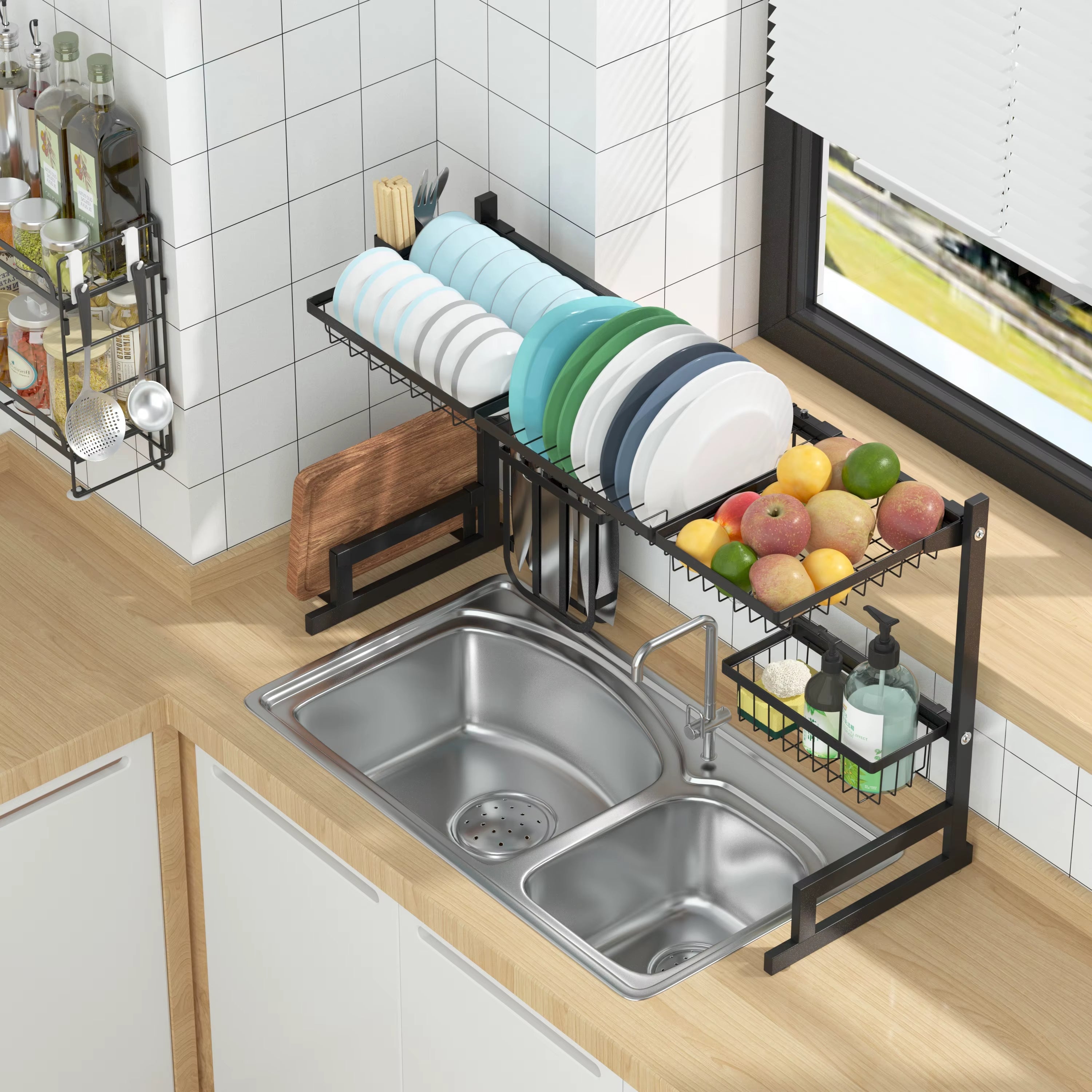 Over-Sink Extendable Kitchen Dish Rack