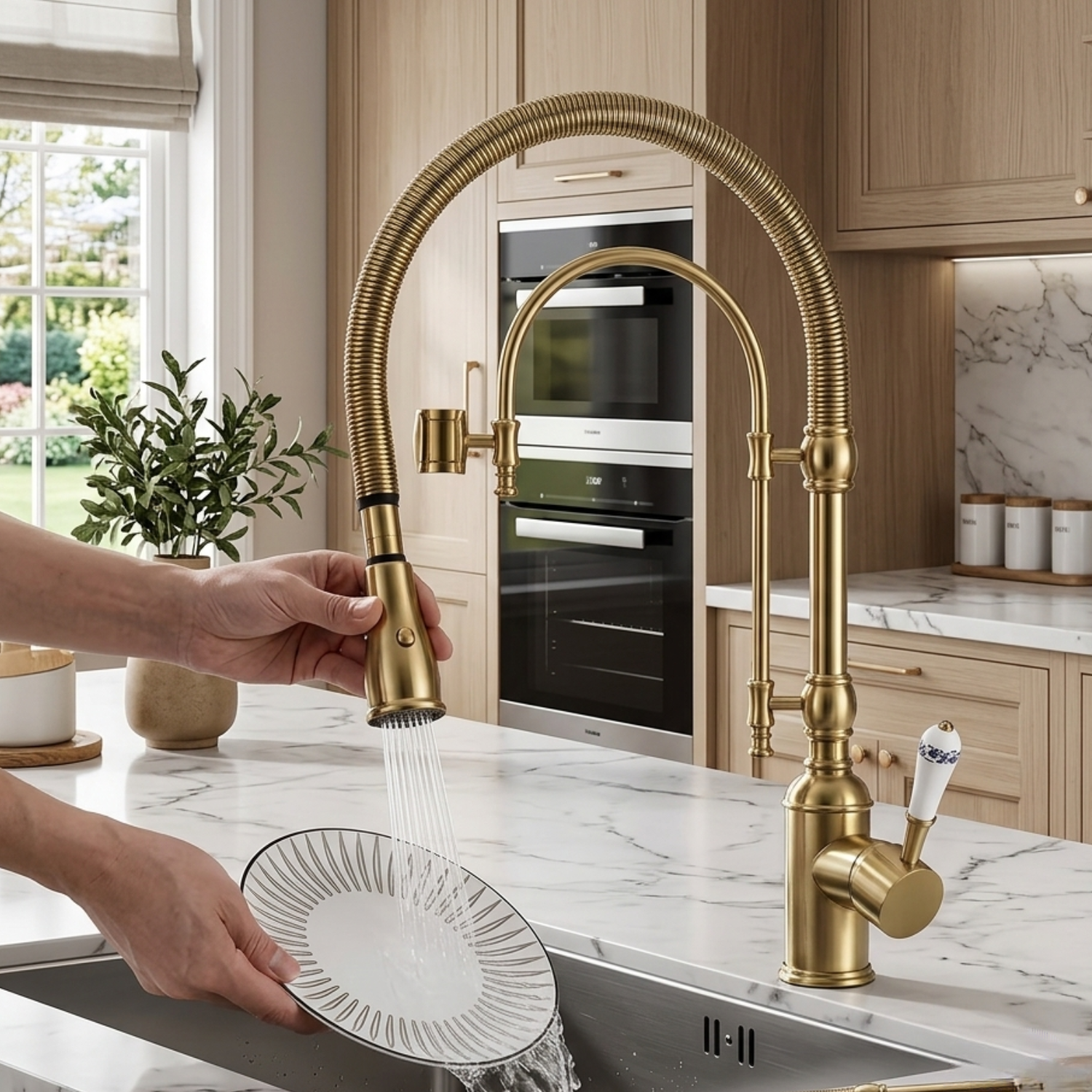 Visby - 360° Pull-Down Kitchen Faucet with Spring Spout Hot & Cold Mixer