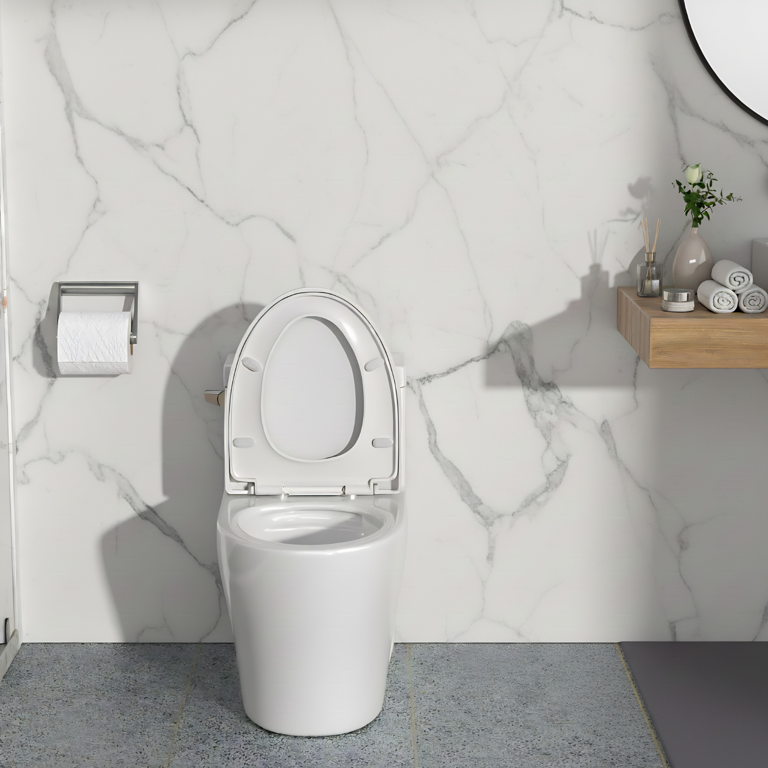 Ystad - One Piece Toilet with Single Flush Soft Closing Seat Concealed Tank Elongated Bowl Floor