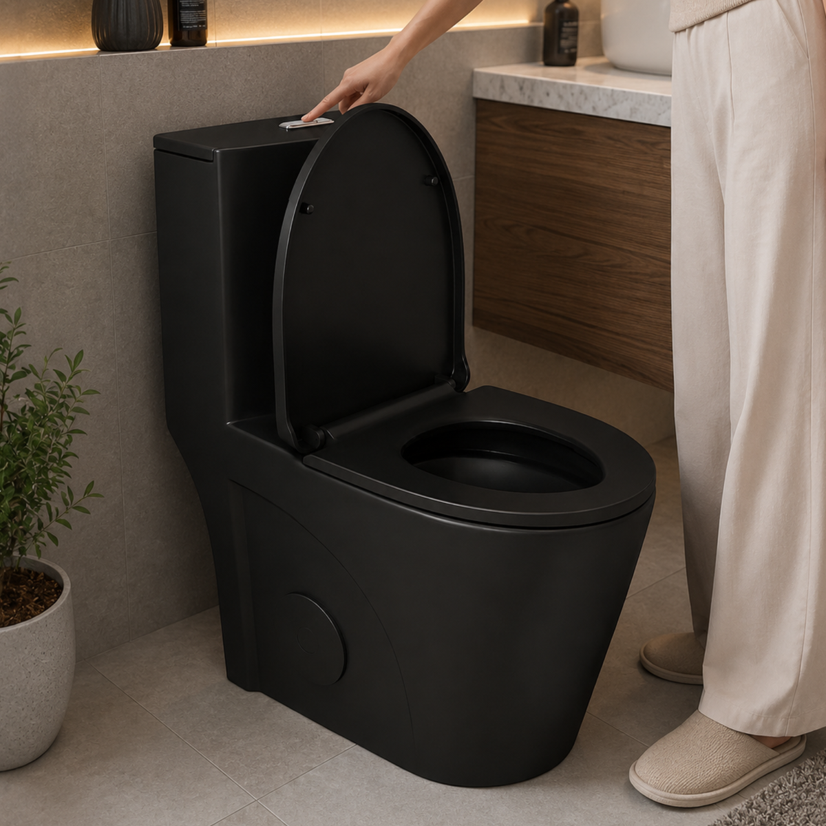 Tromso - Black Matte One-Piece with Dual Flush & Soft-Close Seat
