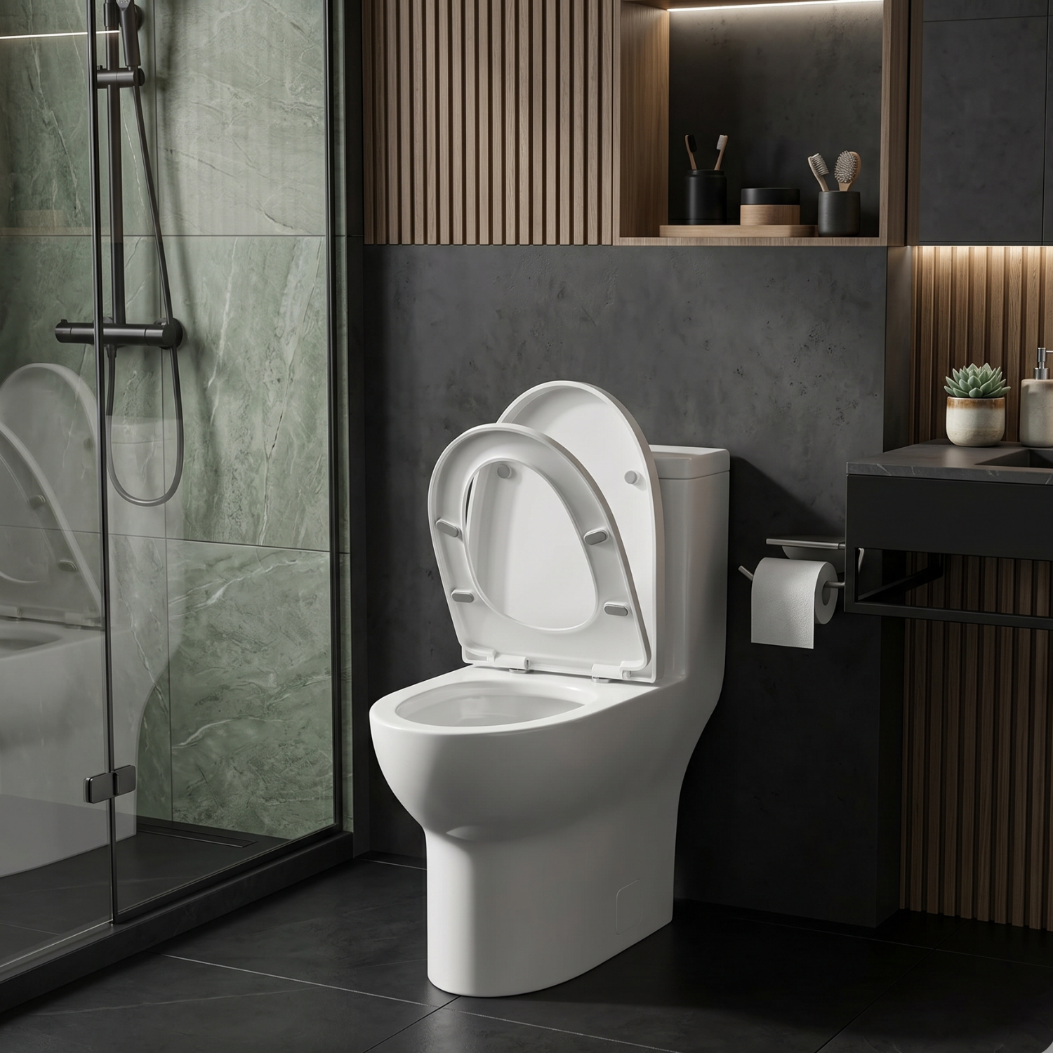Alta - One-Piece Dual Washdown S-Trap Siphon Flushing  Floor Mounted Elongated