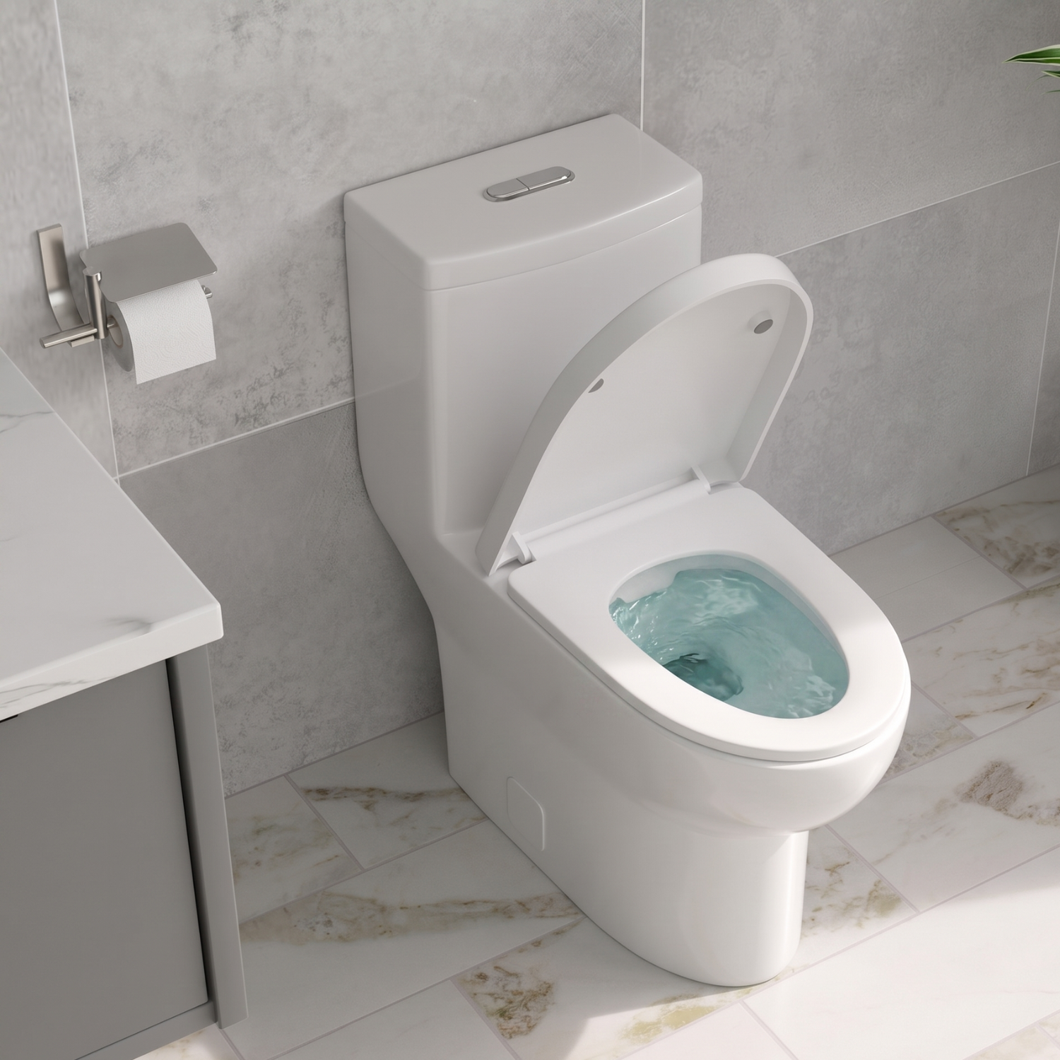 Alta - One-Piece Dual Washdown S-Trap Siphon Flushing  Floor Mounted Elongated