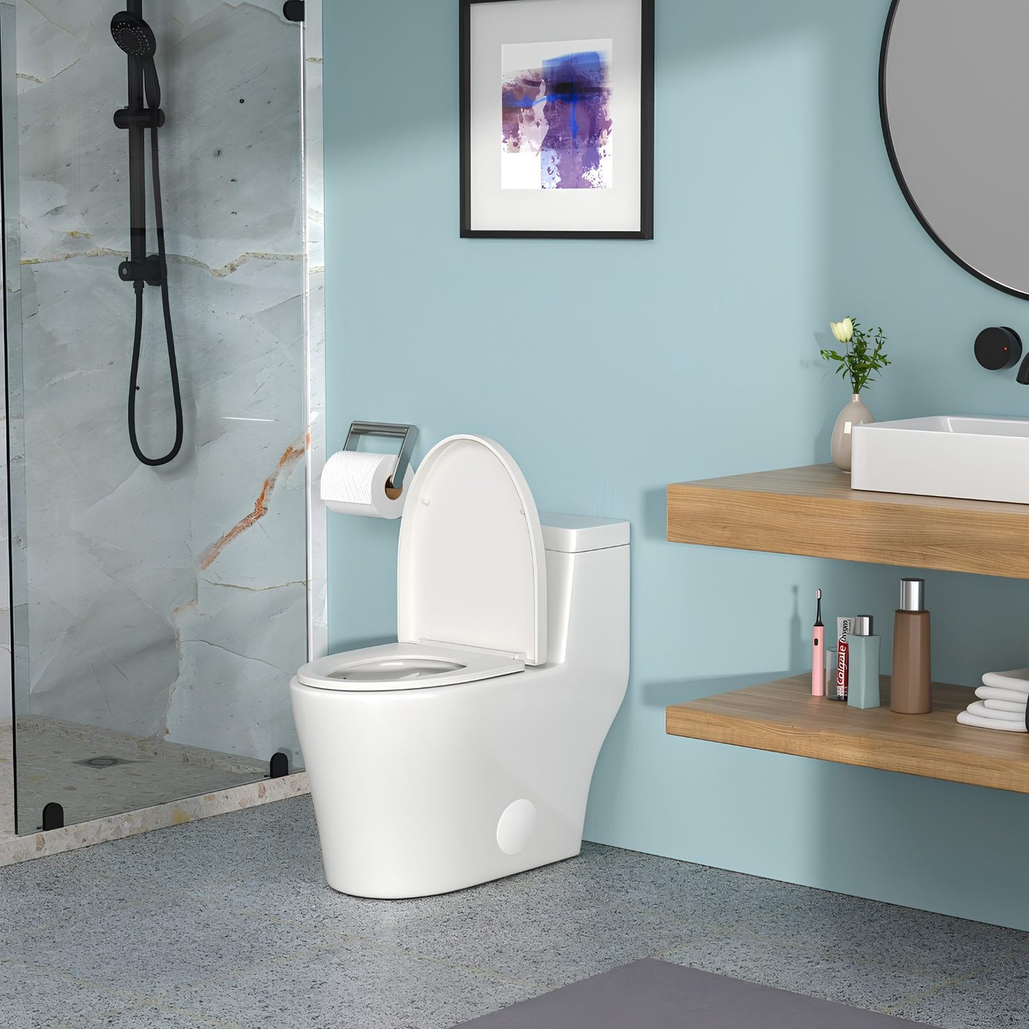 Ystad -  One Piece Toilet with Single Flush Soft Closing Seat Concealed Tank Elongated Bowl Floor