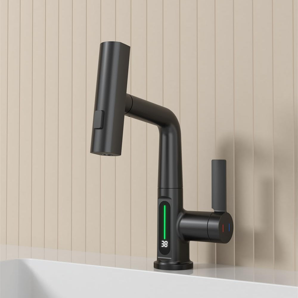 Smart faucet with a temperature screen