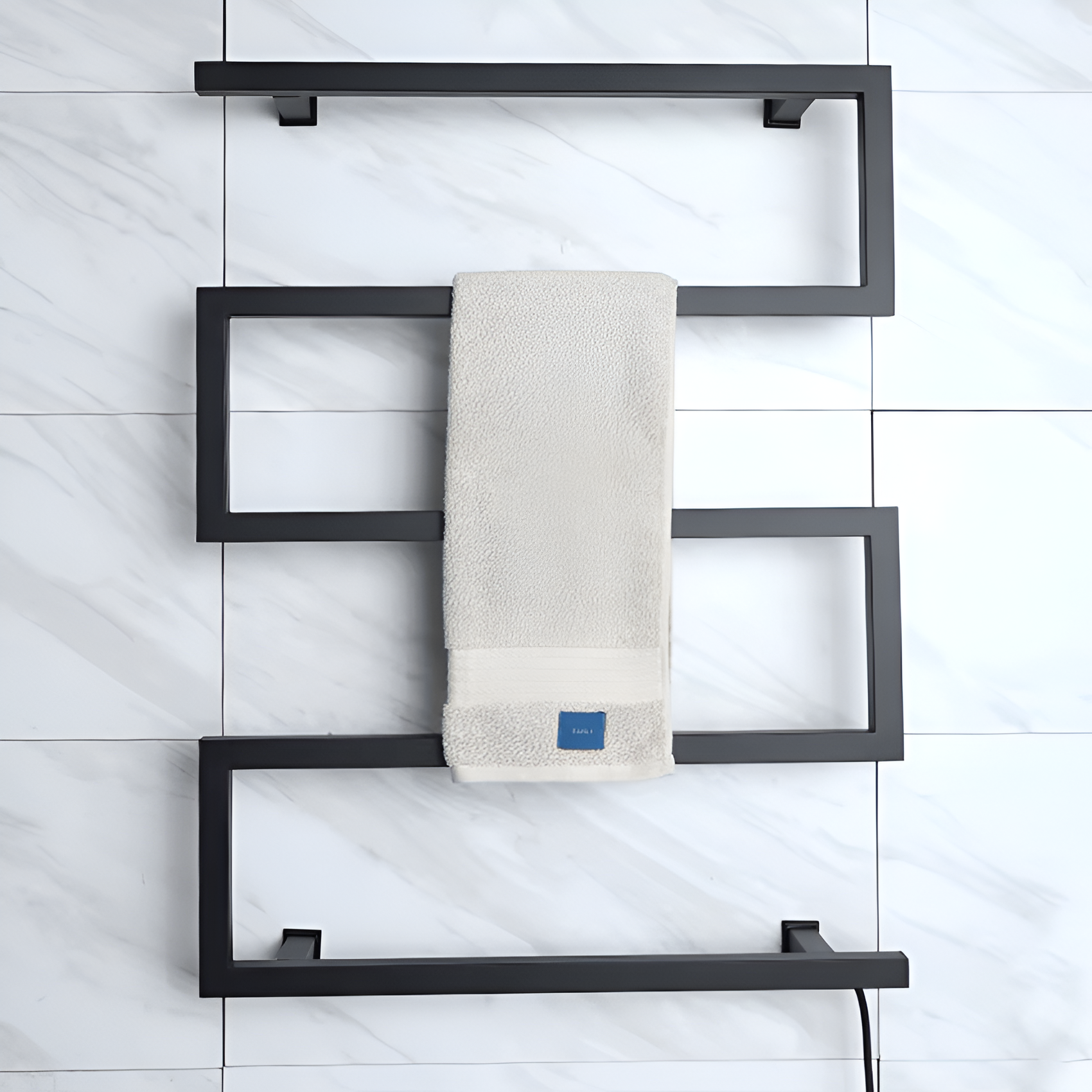 Black towel bar warmer for bathroom